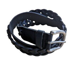 Very Dark Brown Fossil Braided Unisex Leather Belt